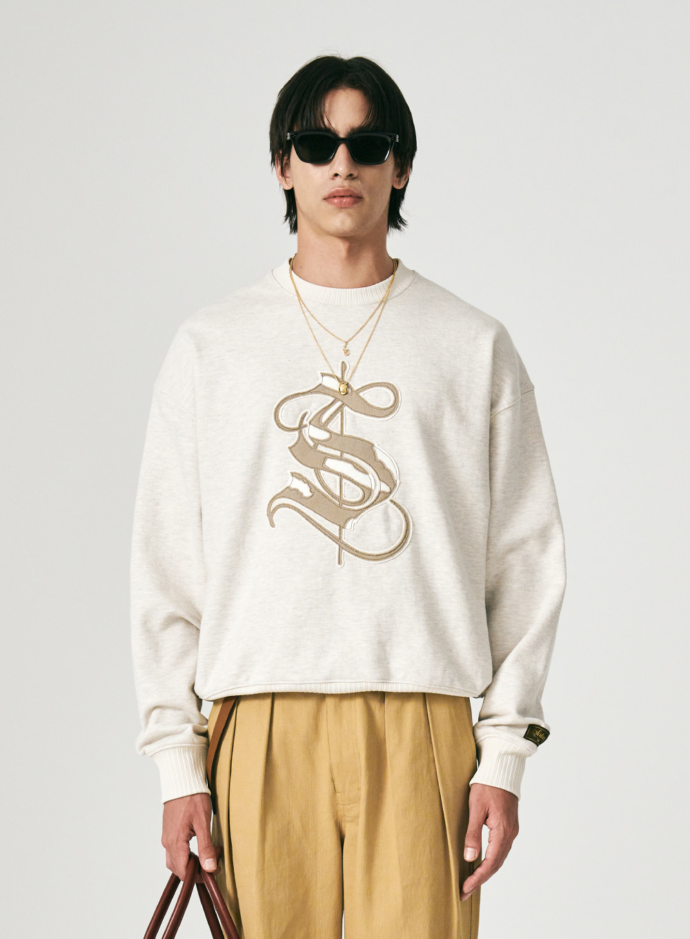Casual Heritage Applique Sweatshirts - Melange Ivory