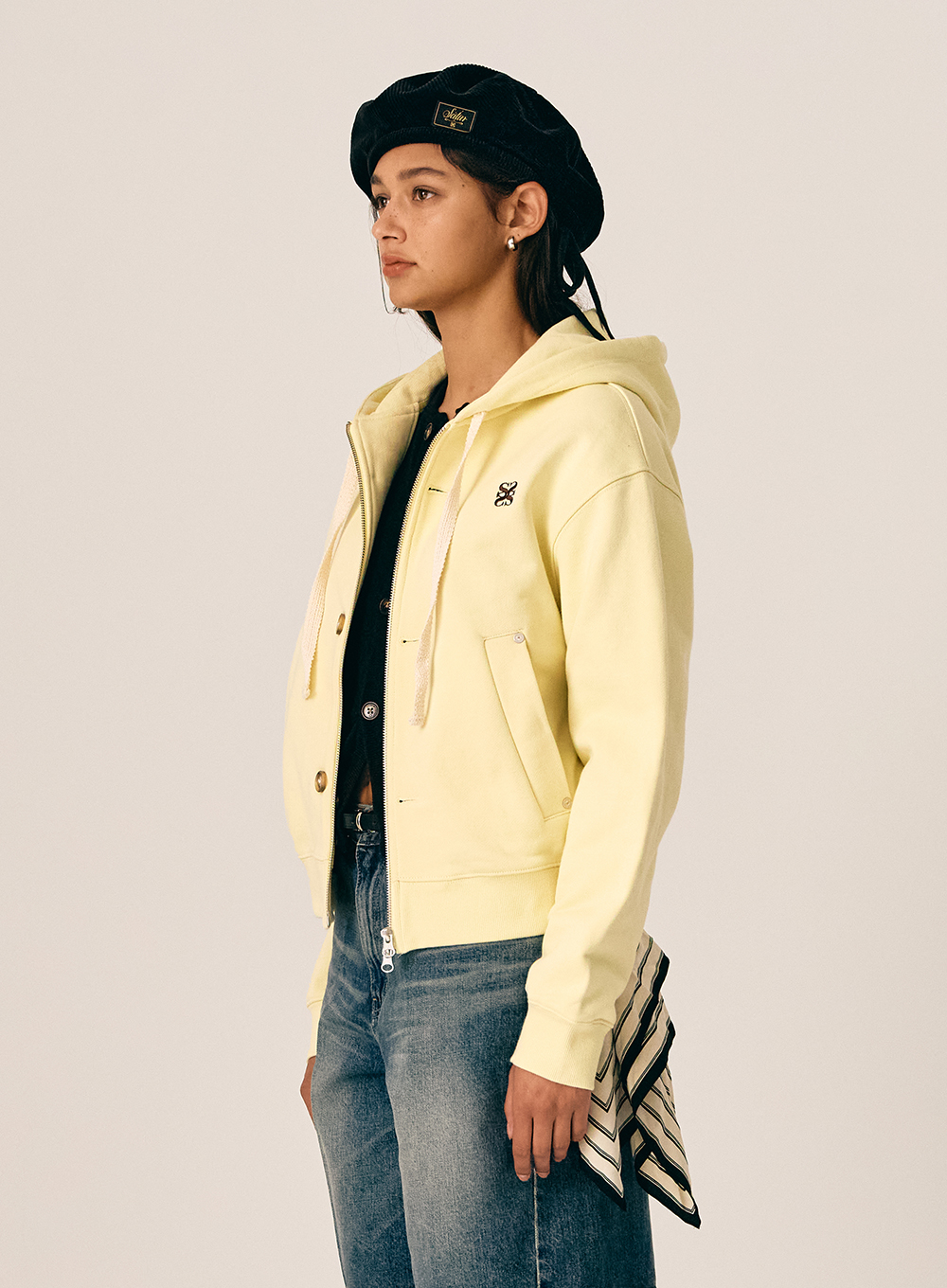 (W) Teo Cotton All Day Hood Zip-Up - Vintage Yellow