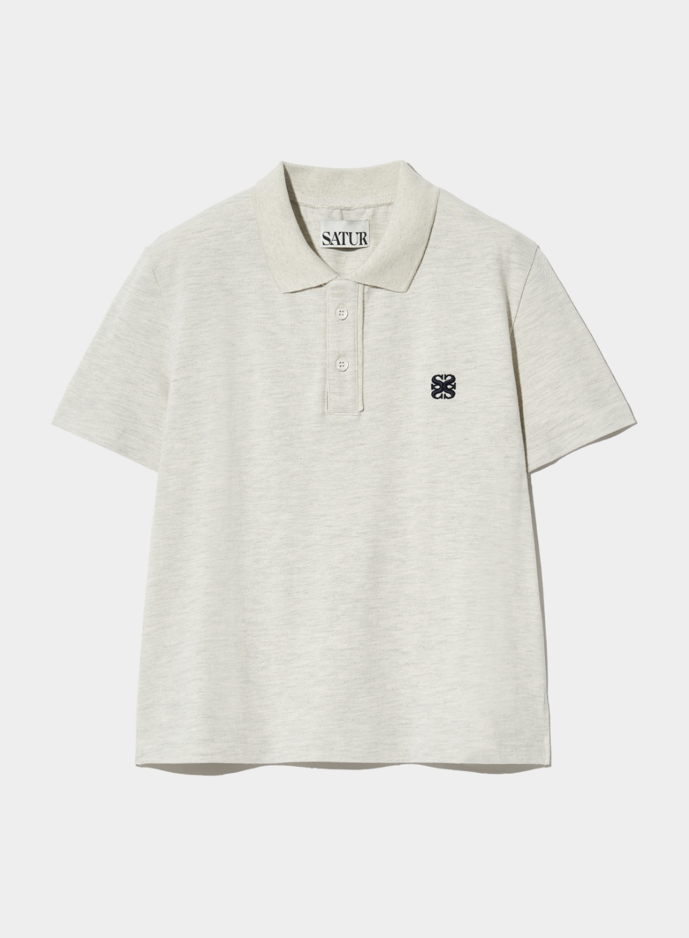 (W) Basic Pique Polo T-Shirt - Melange Ivory