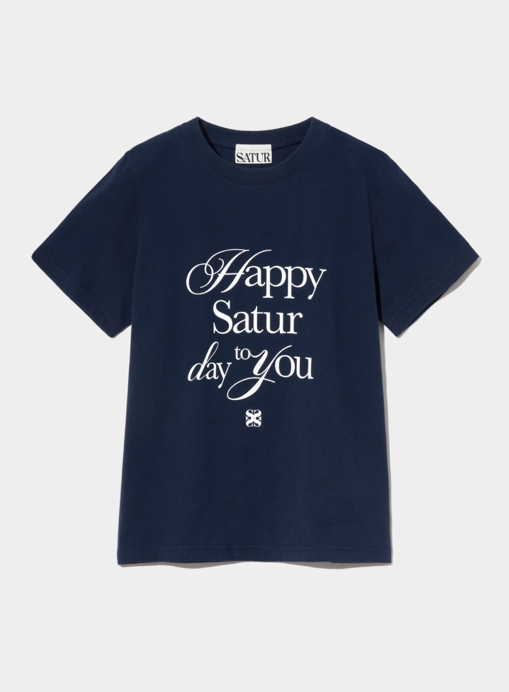 (W) Happy Saturday Typo Graphic T-Shirt - Classic Navy