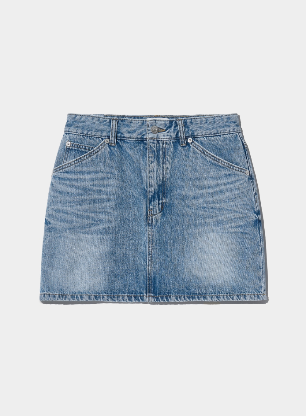 (W) Lowrise Denim Mini Skirt - Light Blue