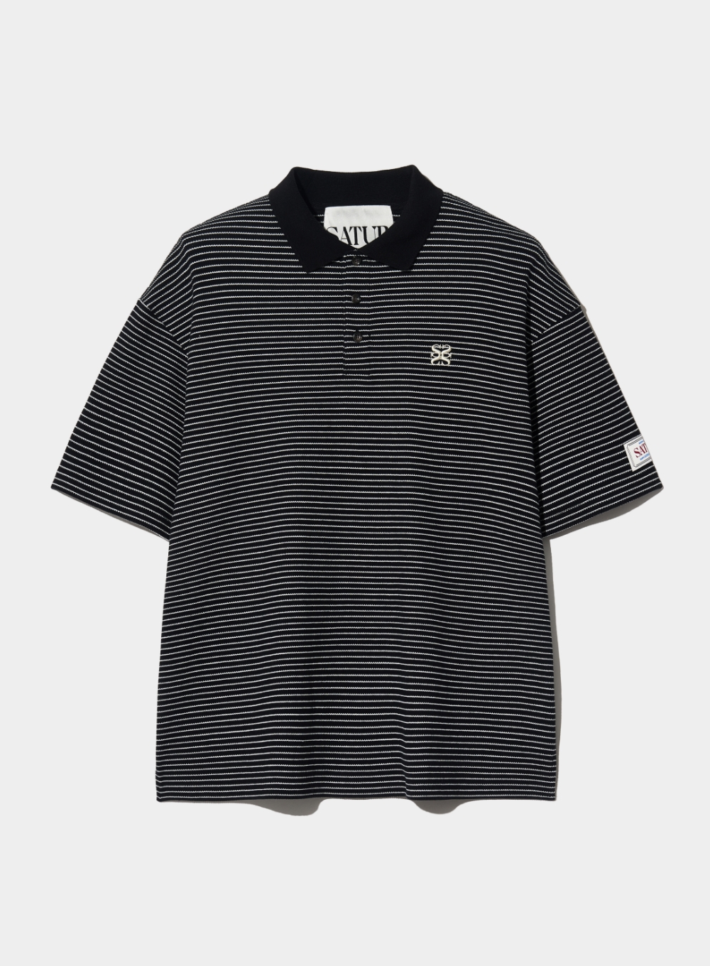 Stripe Collar T-Shirt - Black Ivory