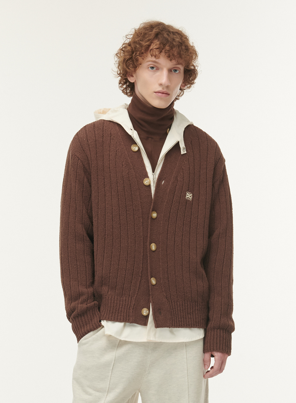 Faro Over Size Boucle Cardigan - Heritage brown