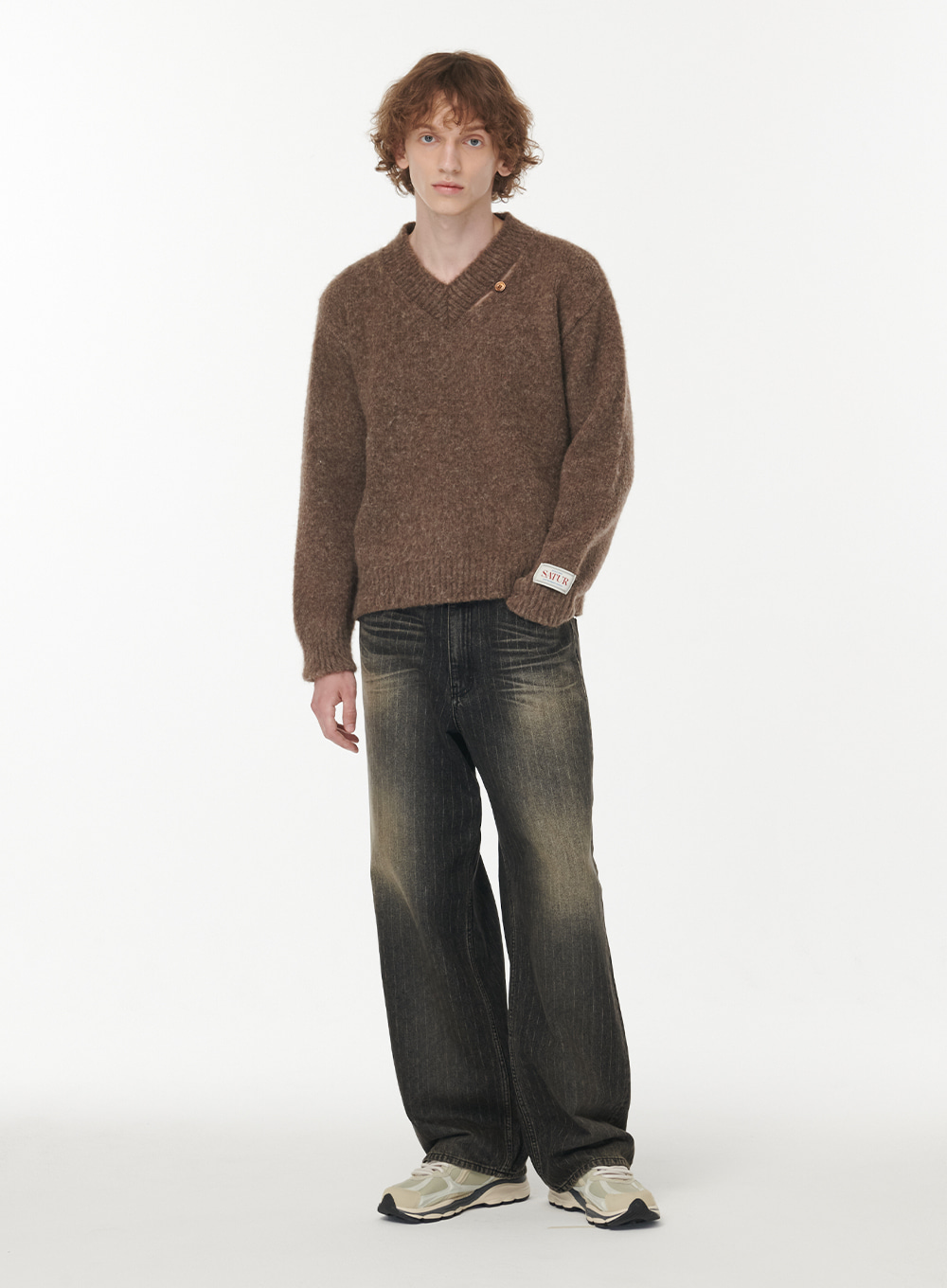 Essen Two Tone Mohair Pullover Knit - French Brown