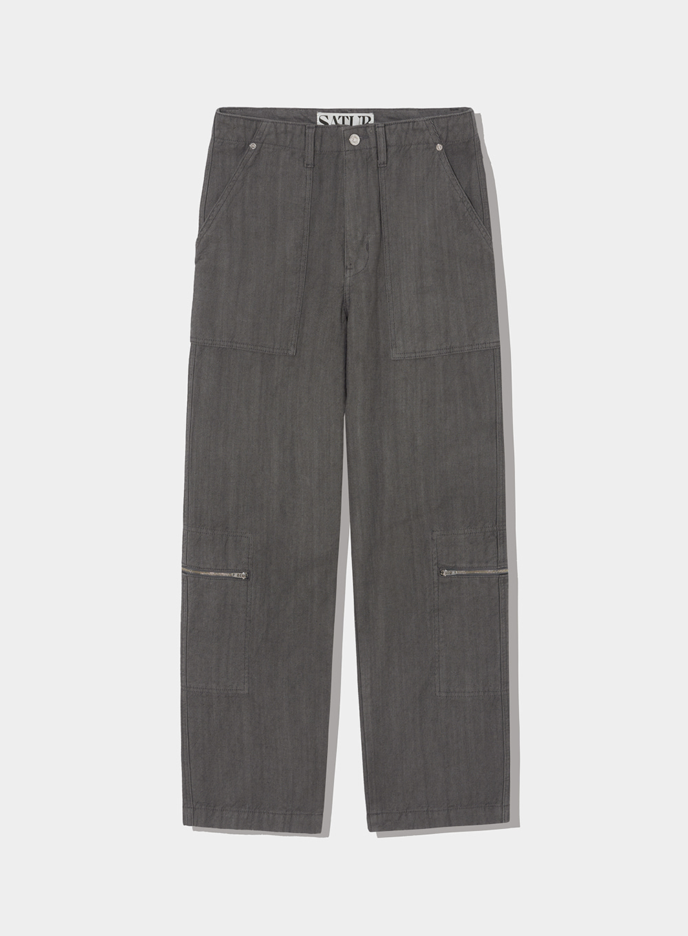 Formal Zip-Cargo Dyed Denim Pants - Natural Gray