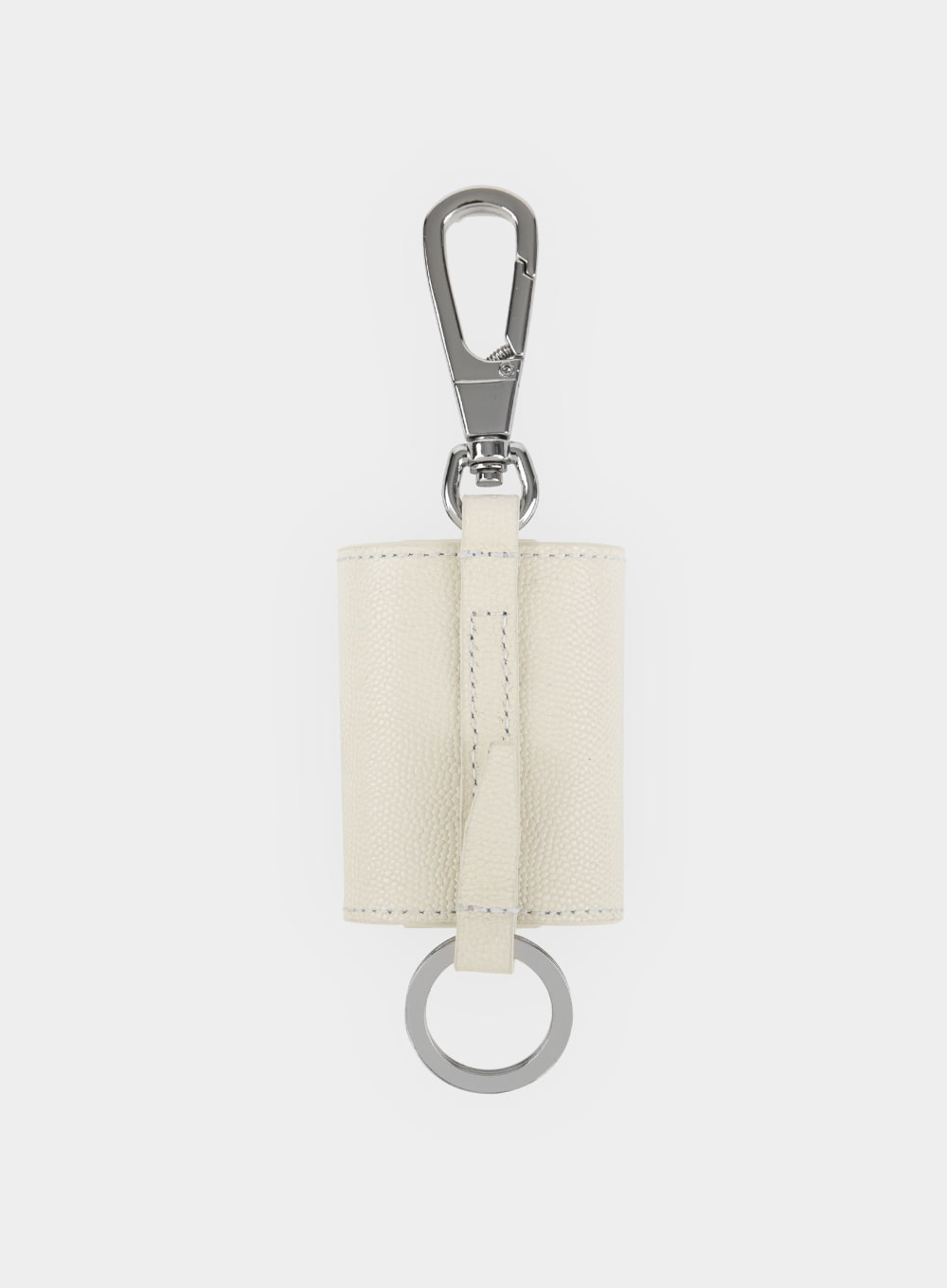 Satur Keyring Leather Airpods Case - Pure Ivory