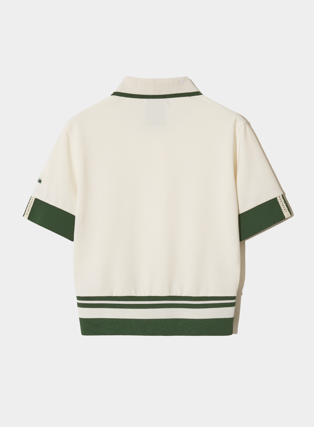 [Satur X Diadora] Woman Cropped Tennis Pique T-shirt - Ivory Green