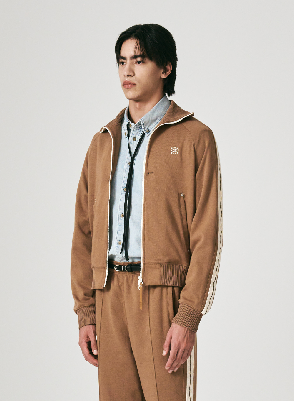 Lawton All Day Track Zip-Up Jacket - Light Brown