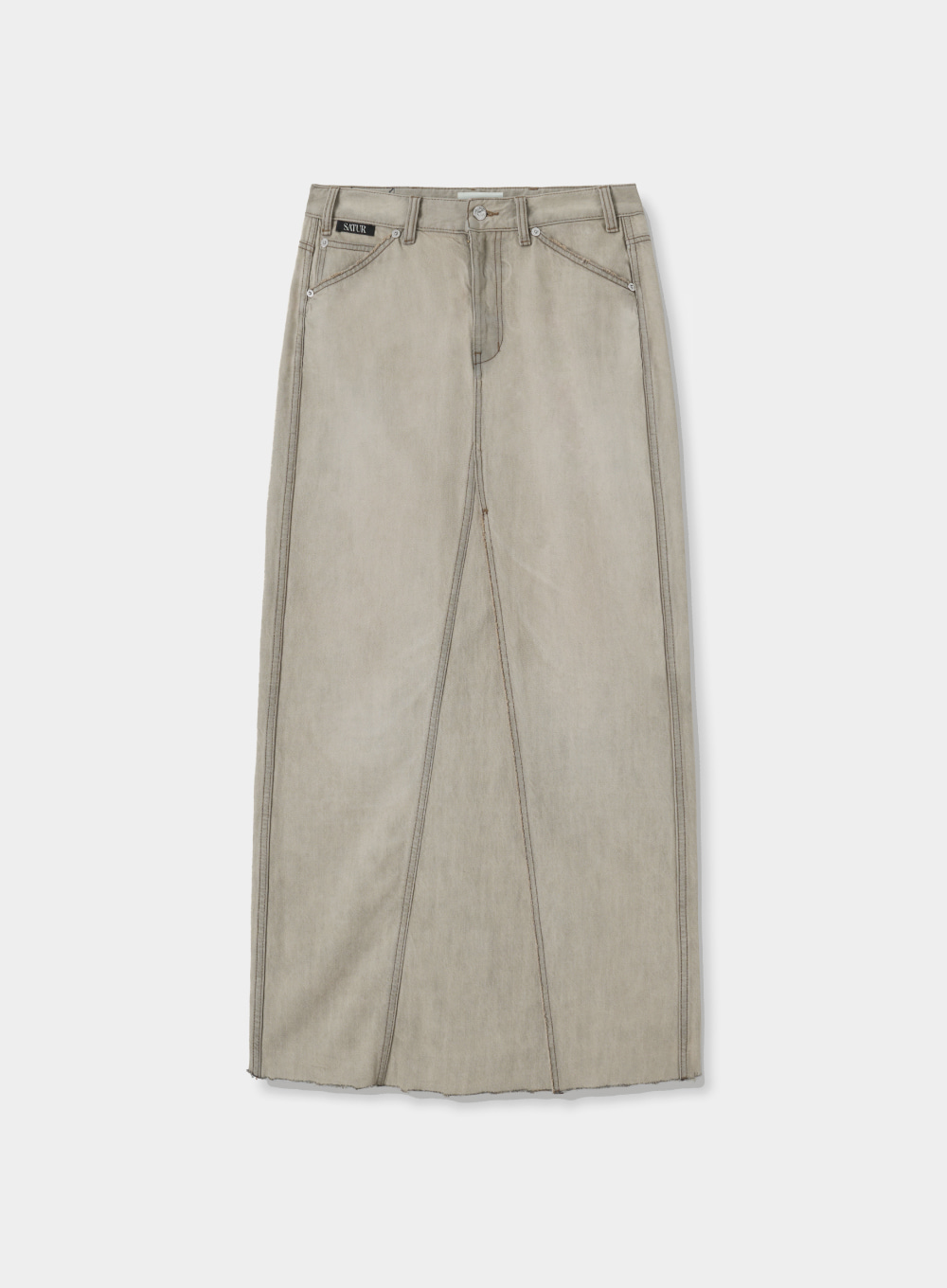 Port Denim Maxi Skirt - Dust Beige