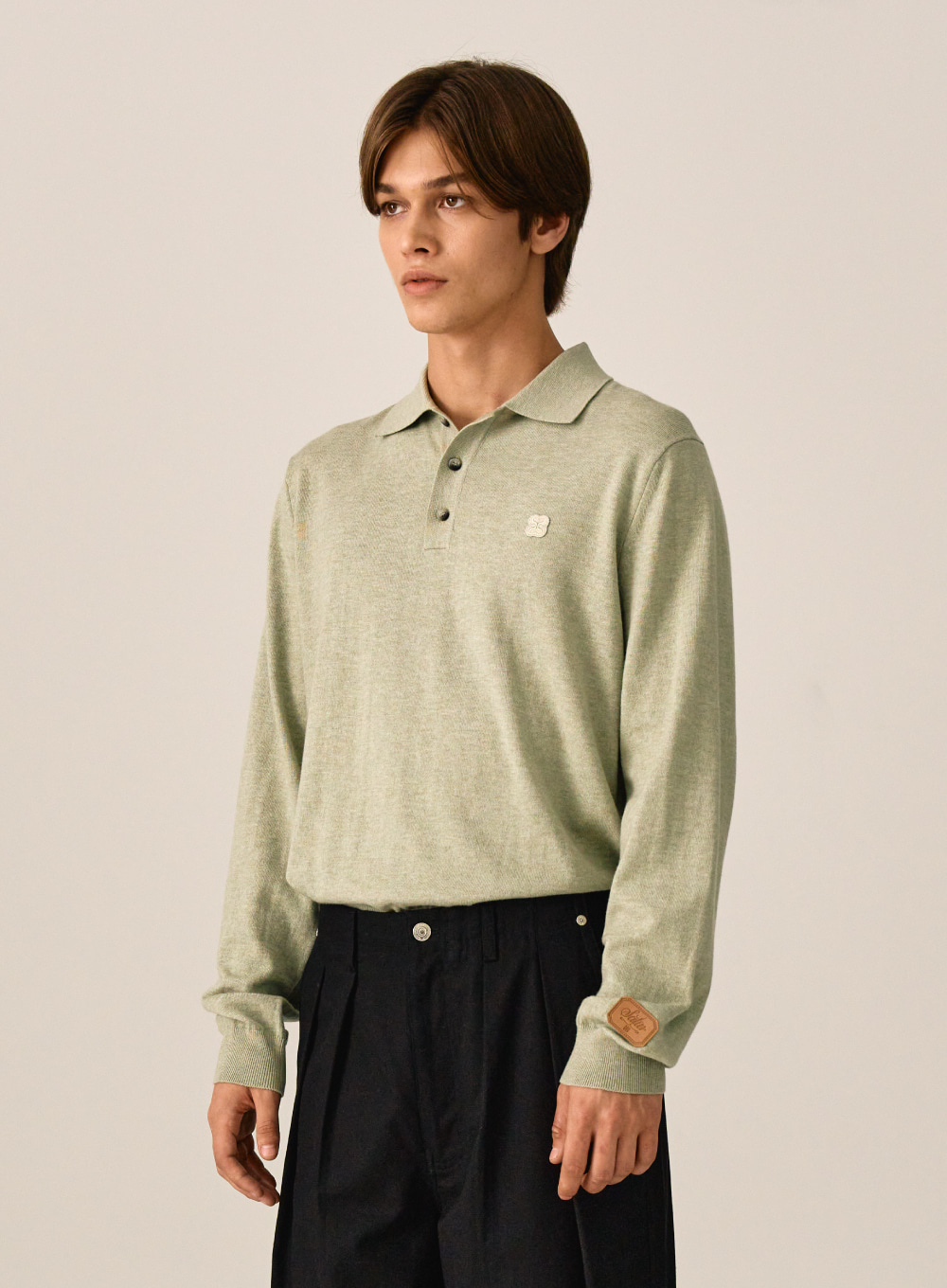 All Day Satur Basic Polo Knit - Sage Green