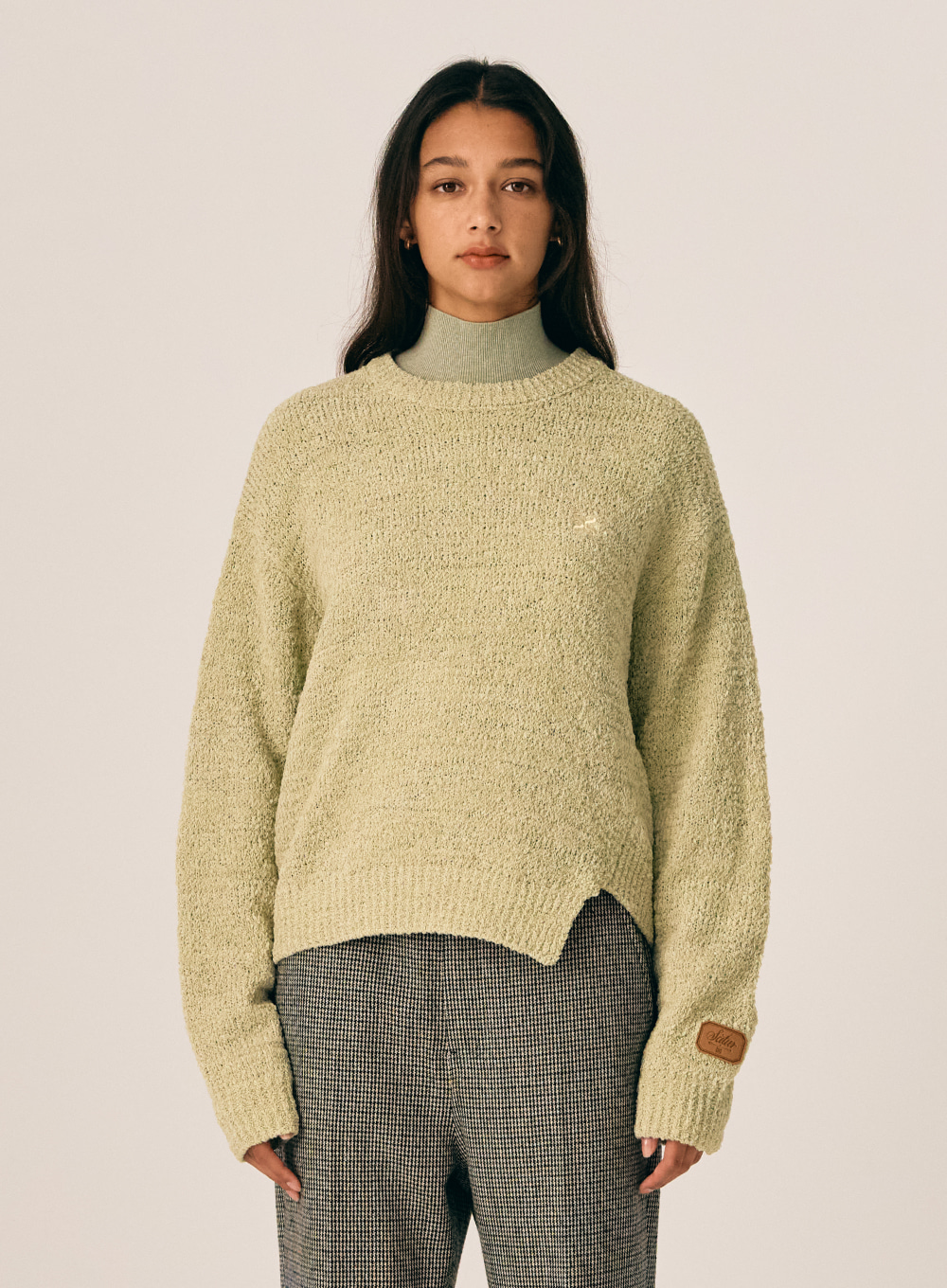 (W) Dublin Unbalanced Wool Blend Knit - Sage Green