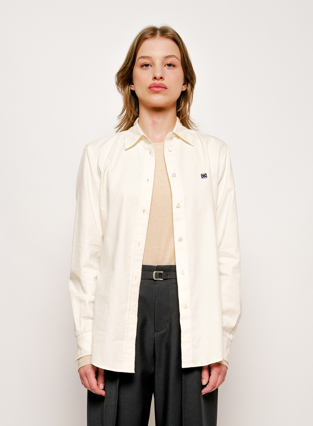 Weekday Classic Fit Cotton Shirts - Cream White