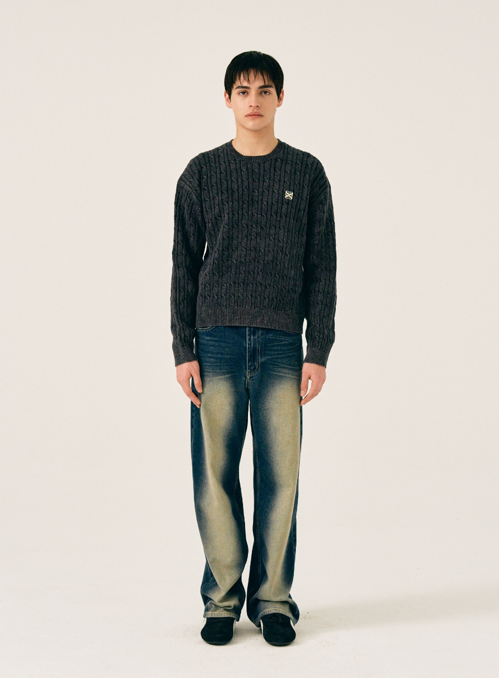 Classic Dyed Cable Knit - Night Black