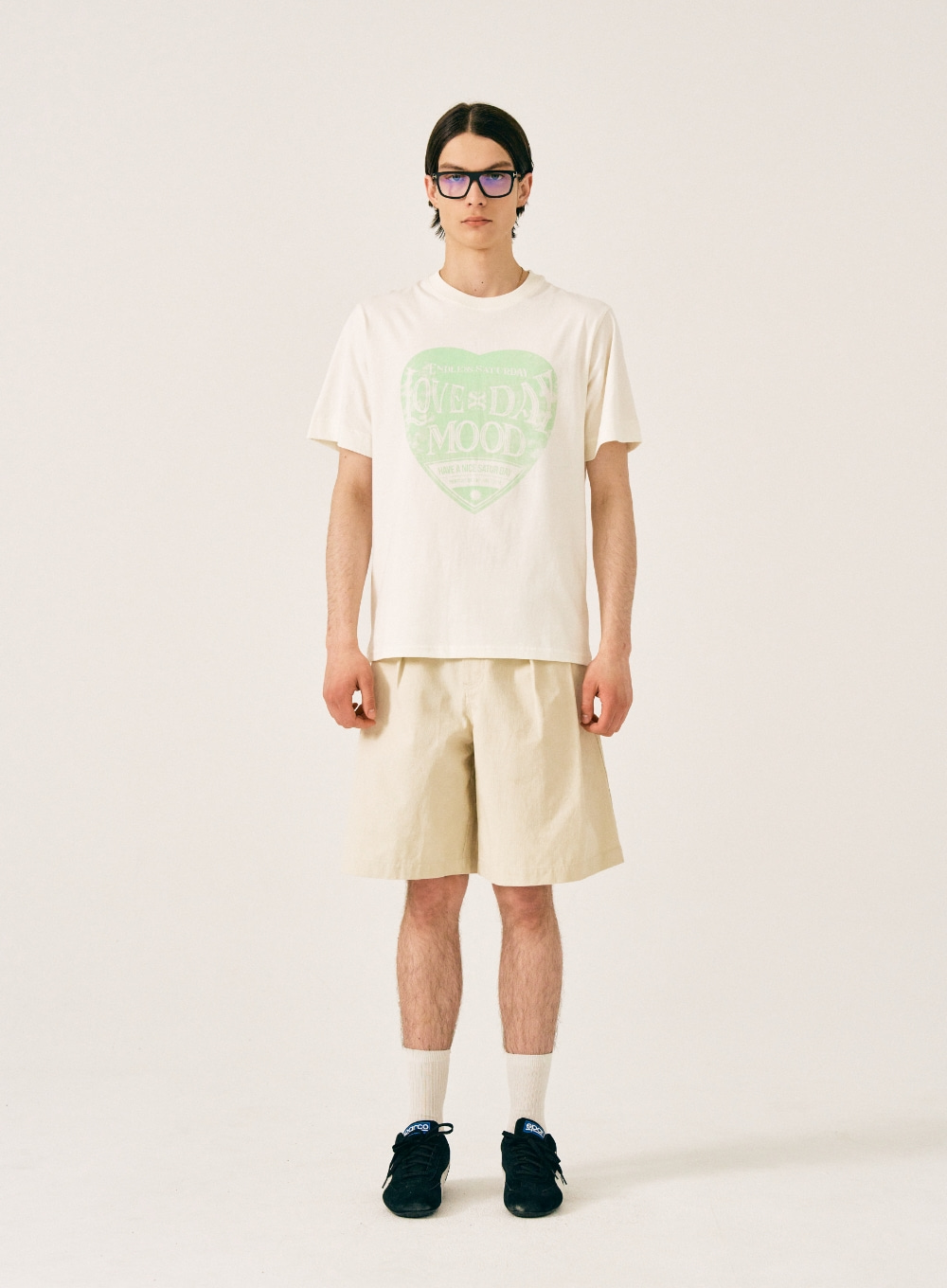[5,000원 쿠폰] Saturday Retro Mood Graphic T-Shirts - Cream Green