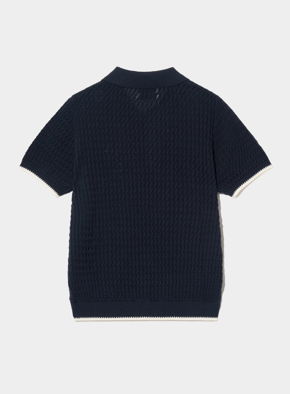 [7월 5일 예약배송] (W) Diagonal Collar Half Knit - Classic Navy