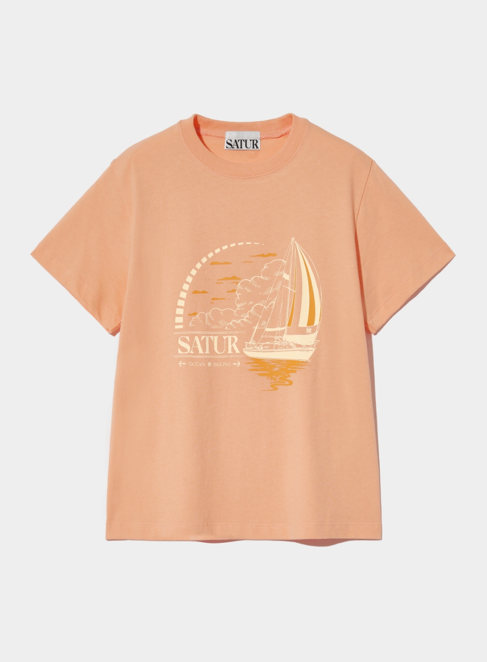 (W) Sailing Graphic T-Shirt - Peach Coral