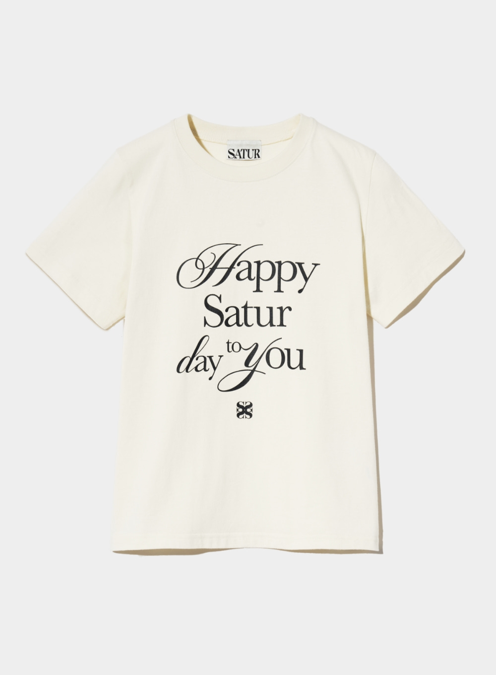 (W) Happy Saturday Typo Graphic T-Shirt - Retro Ivory