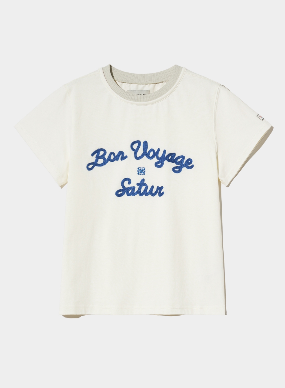 [익스클루시브] (W) Satur Logo Voyage T-Shirts - Ivory Blue