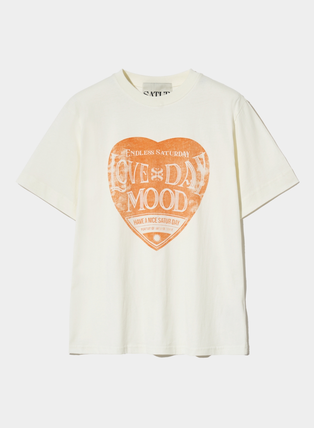 Saturday Retro Mood Graphic T-Shirts - Cream Orange