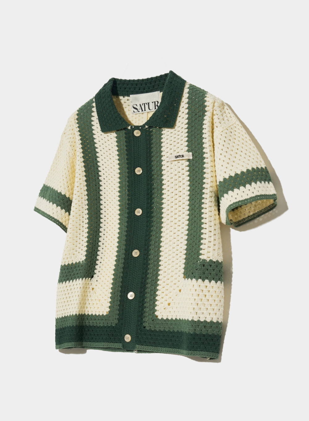 Bohemian Crochet Knit Shirt - Organic Green
