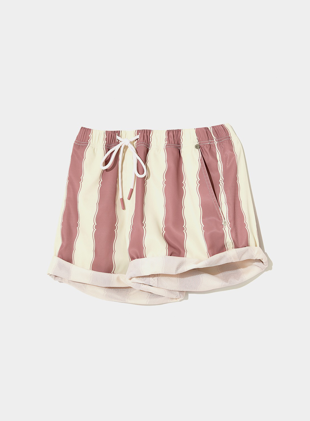 [2월 5일 예약배송]Weekend Stripe Classic Swim Shorts - Greyish Pink