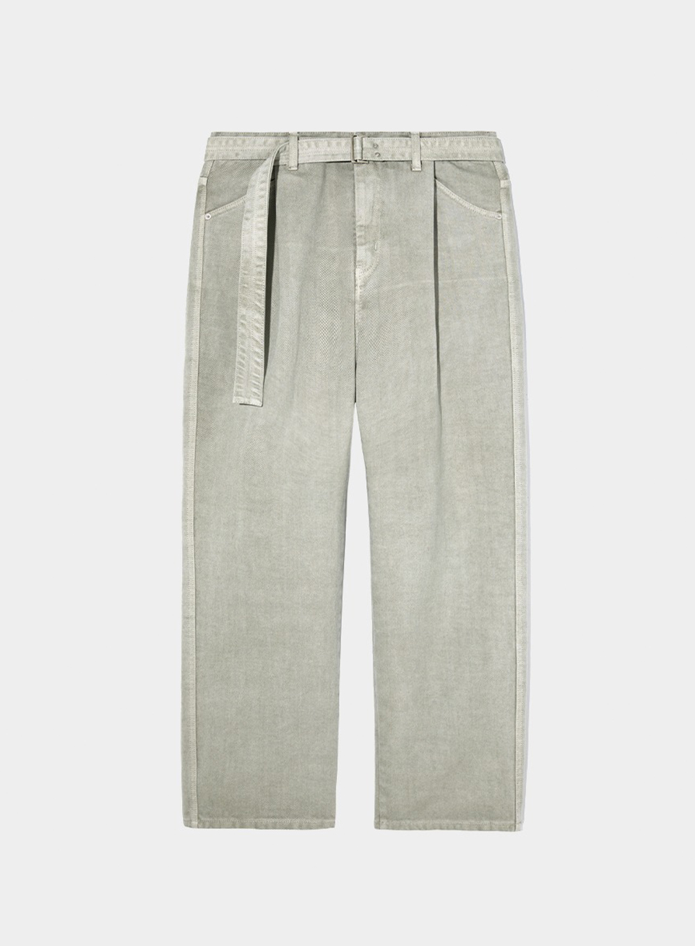 Cayenne One Tuck Tailored Belted Denim - Dyed Grey