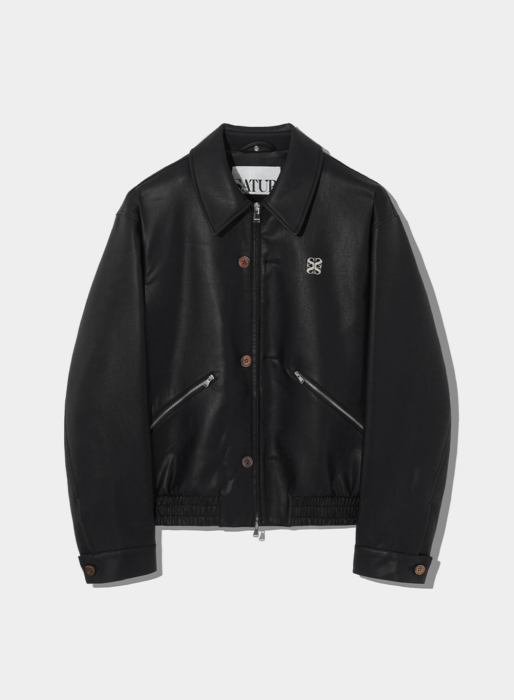 [3월 31일 예약배송]Teo Vegan Leather Blouson Jacket - Organic Black