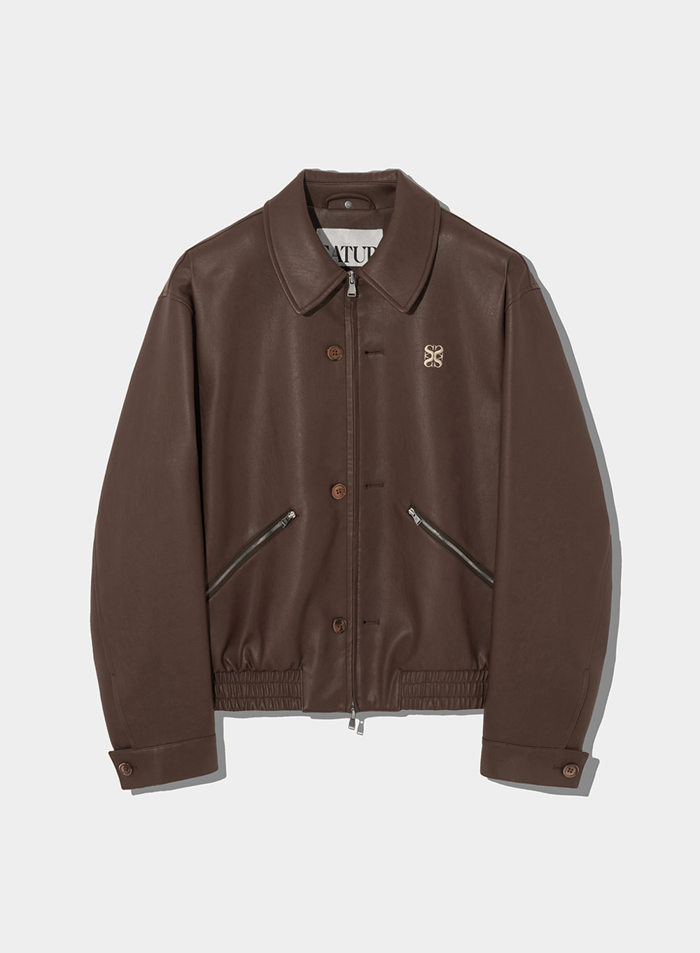 Teo Vegan Leather Blouson Jacket - Vintage Brown