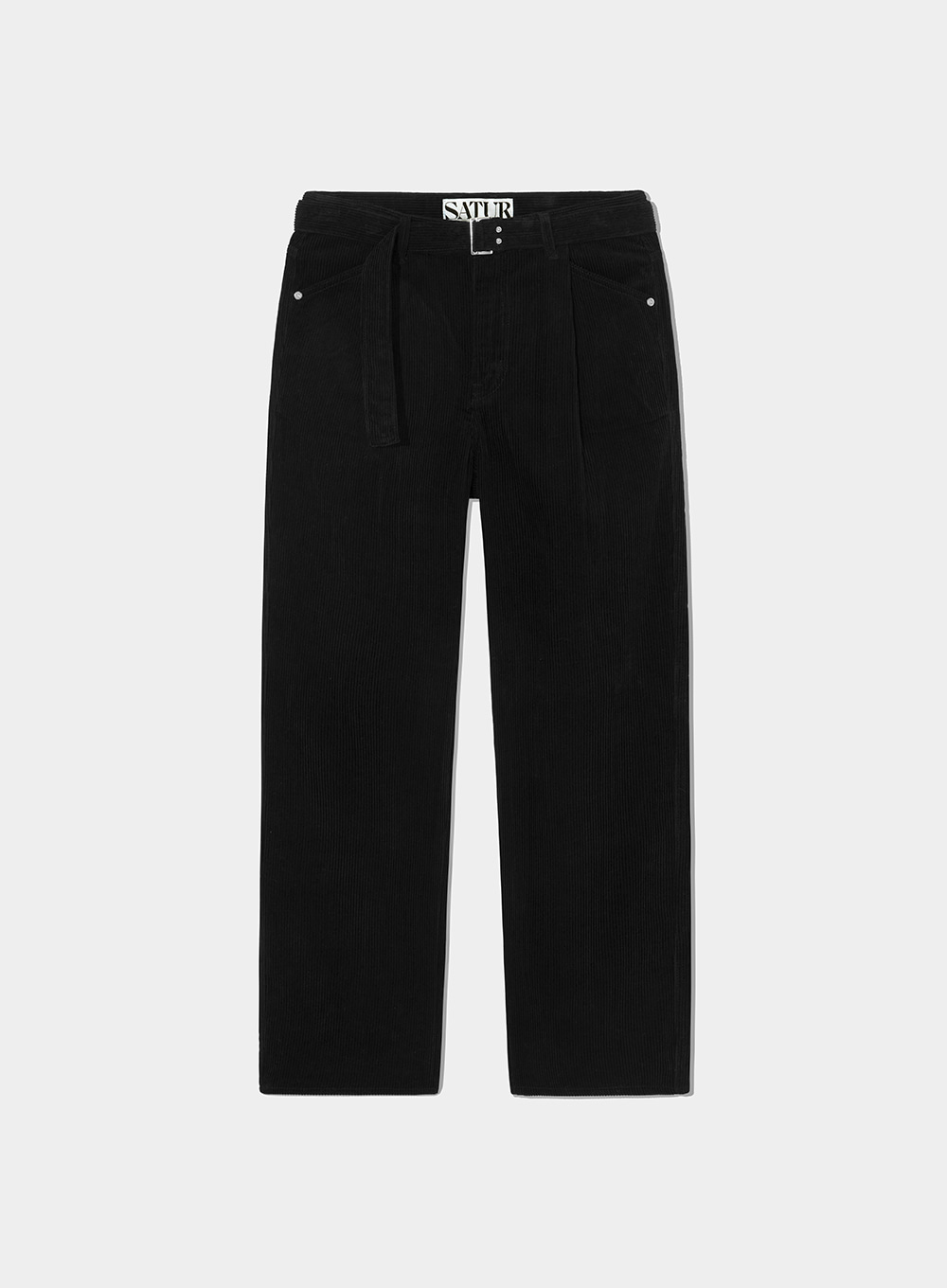 Cayenne Belted Tailoring Corduroy Pants - Classic Black