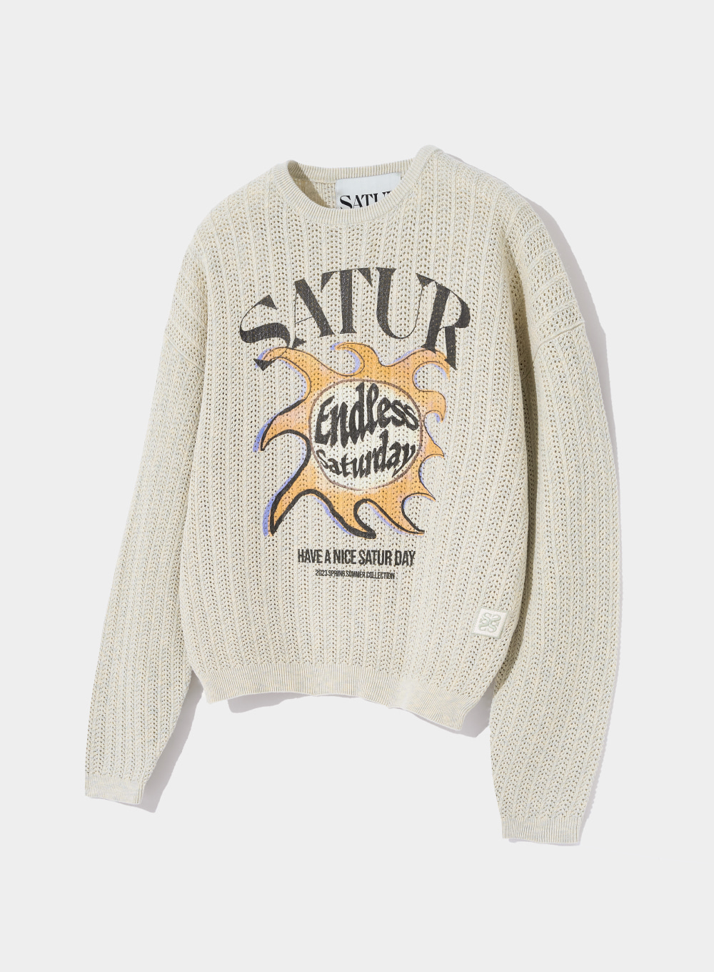 Sun Retro Graphic Meshed Knit - Natural Green