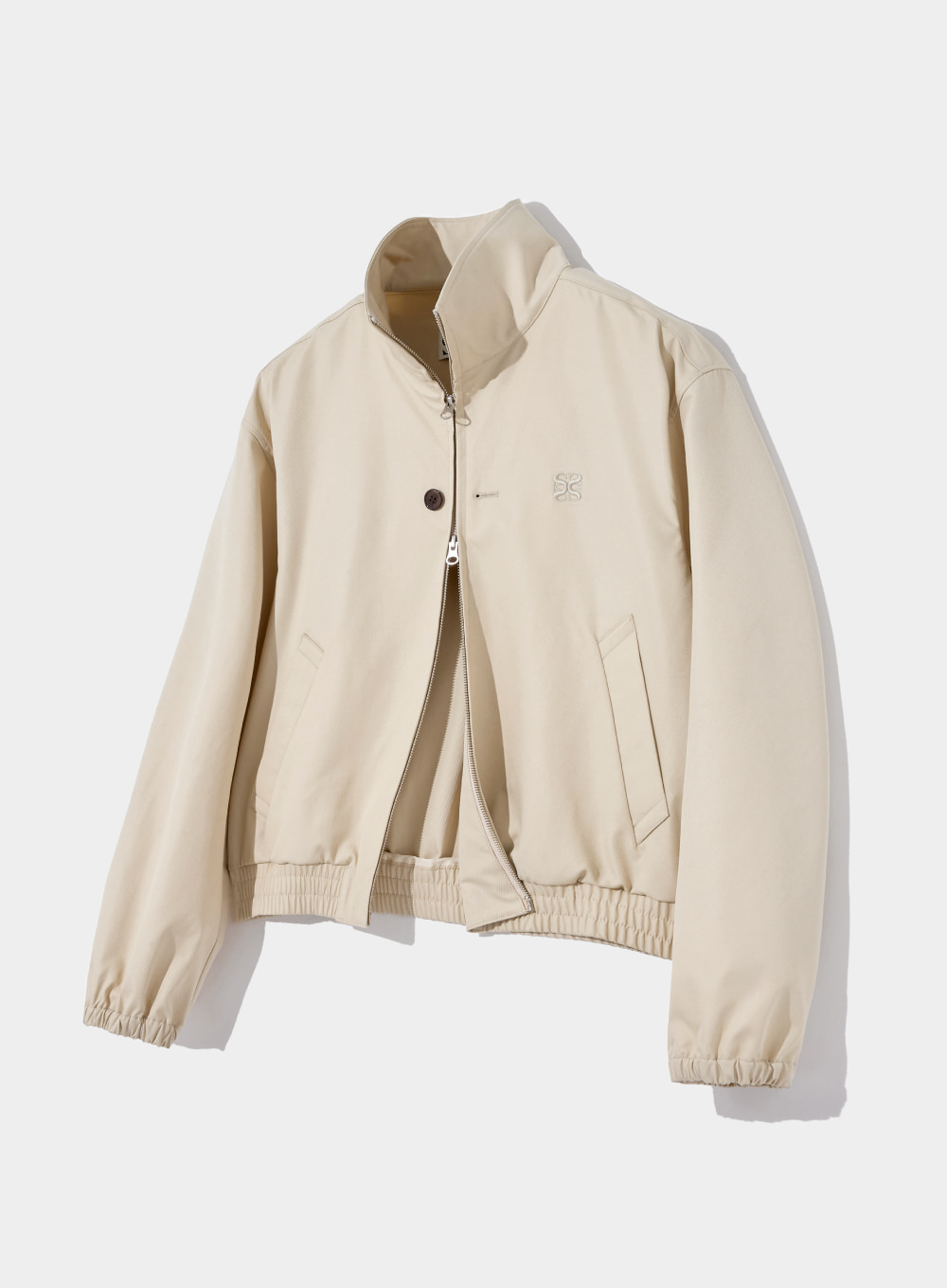 Lecce Two Tone Zip Up Jacket - Beige Ivory