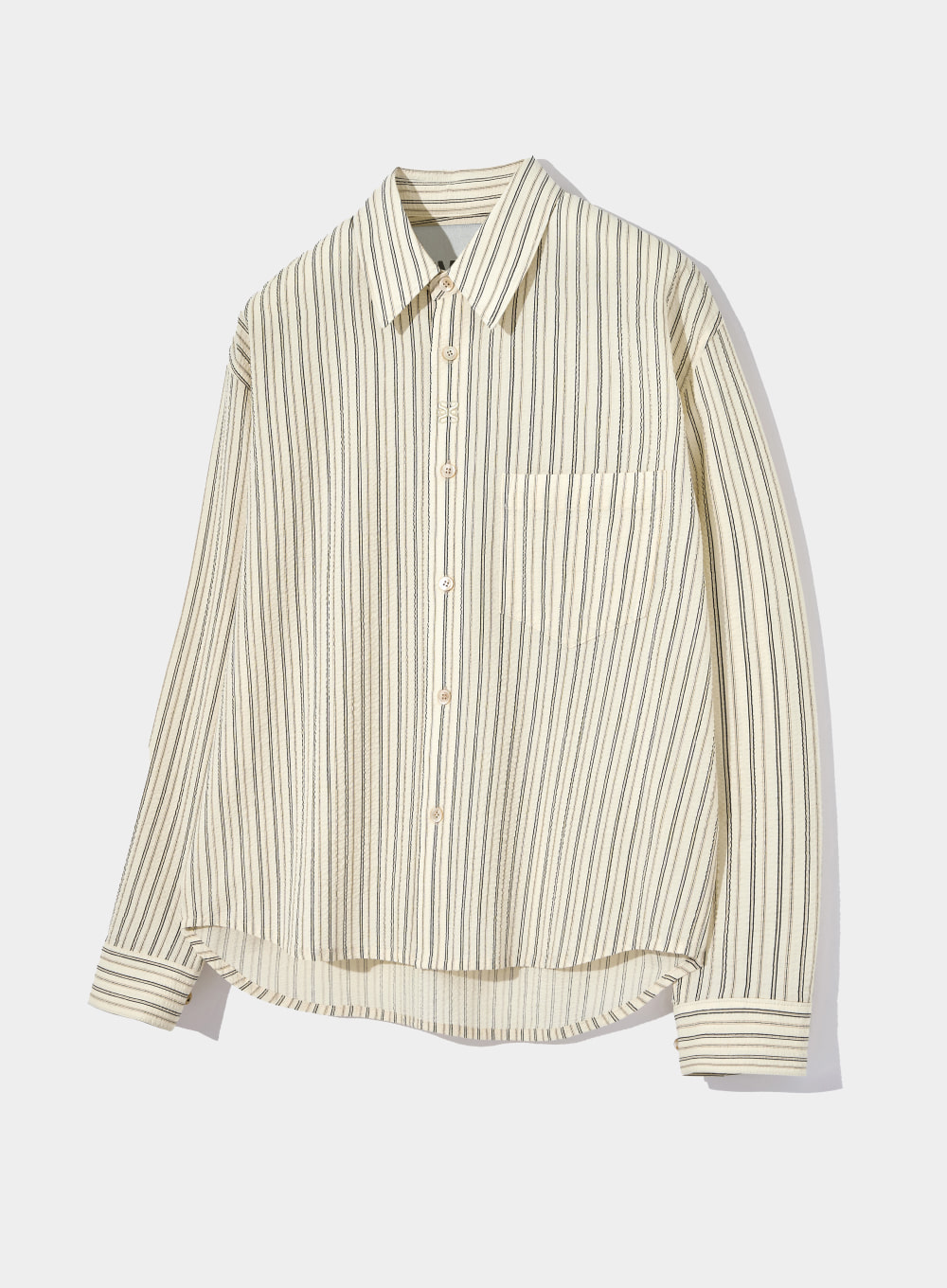 [4월 14일 예약배송]Stripe Organic Seersucker Shirts - Creamy Butter