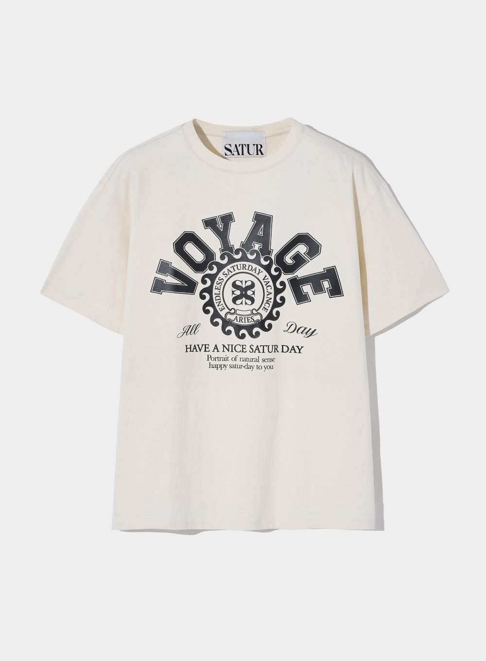 [3월 31일 예약배송]Bon Voyage College Graphic T-shirts - Cloud Cream