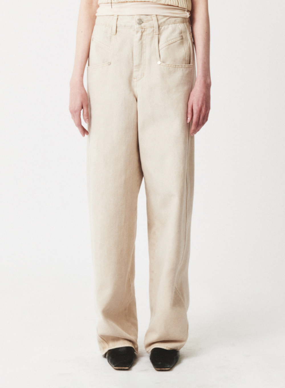 [4월 5일 예약배송]Coutts High-Rise tapered Denim Pants - Sunfade Ivory