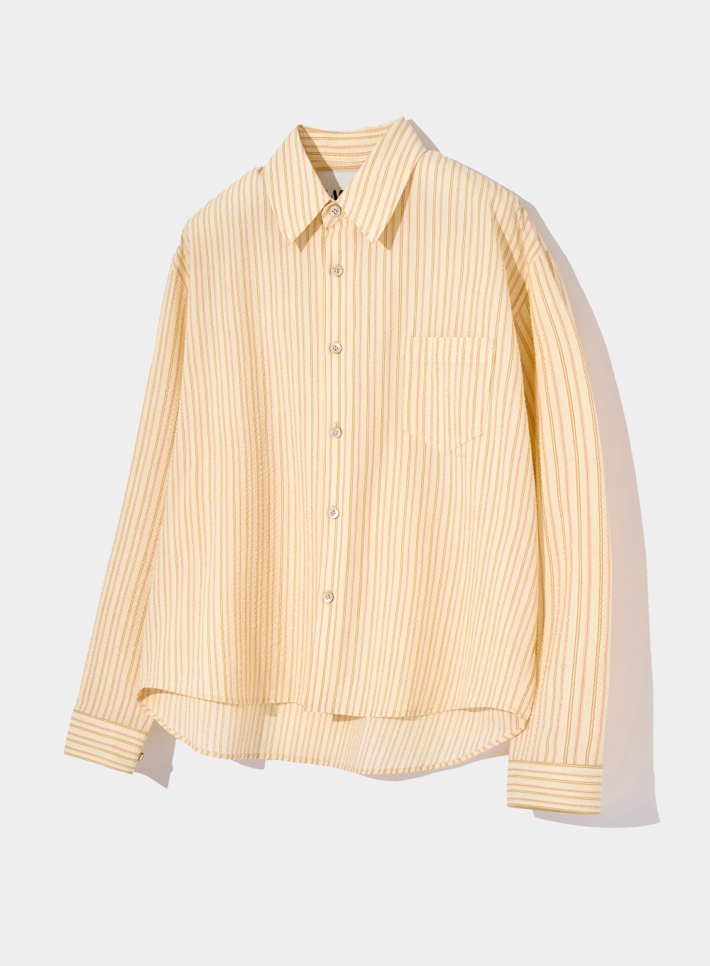 [4월 14일 예약배송]Stripe Organic Seersucker Shirts - Solid Orange