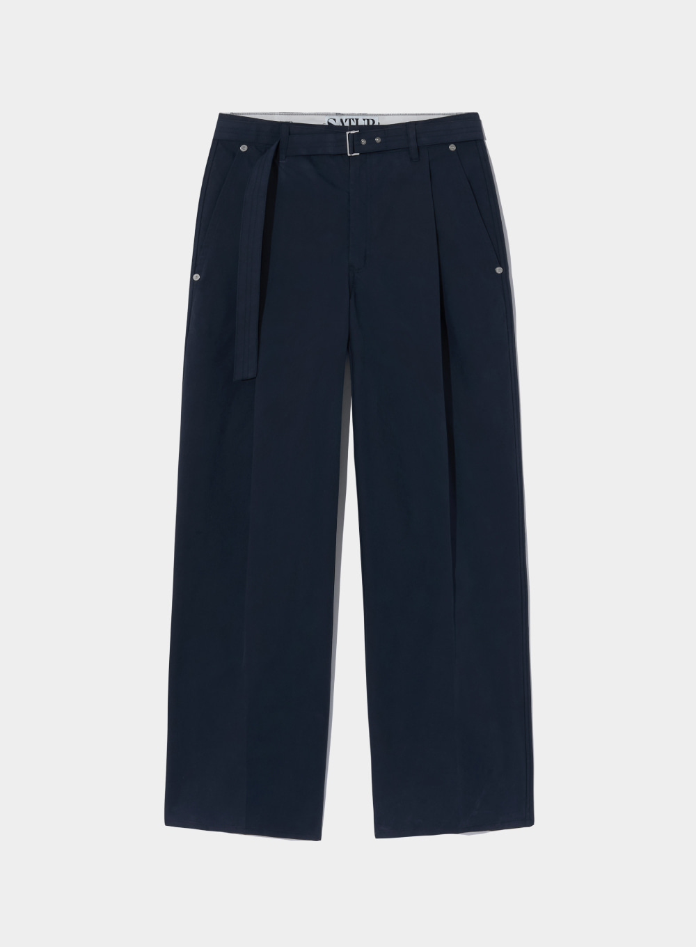 Tallinn One Tuck Tailored Belted Chino Pants - Classic Navy