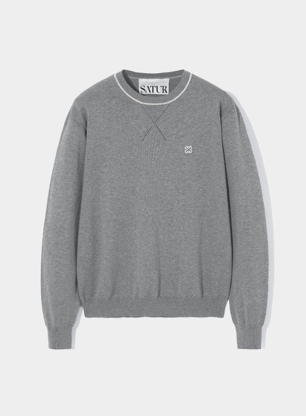 Classic Basic Logo Wappen Pullover Summer Knit - Cool Gray