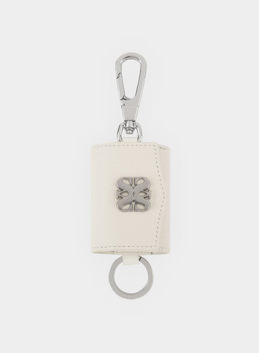 Satur Keyring Leather Airpods Case - Pure Ivory