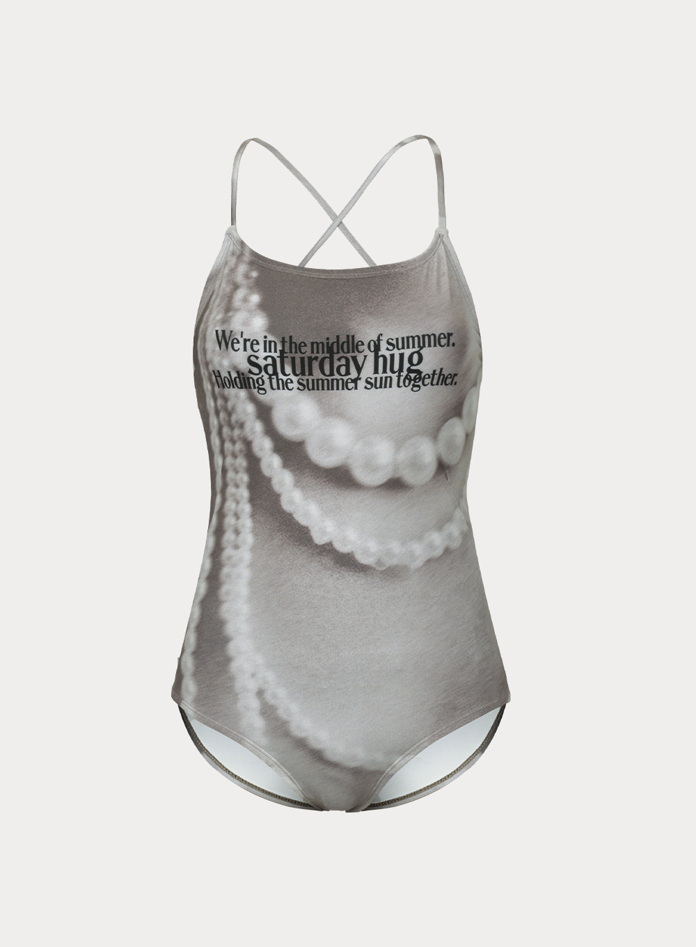 [PISCESS X SATUR WOMAN]Pearl Necklace One-Piece Swimsuit - Grey