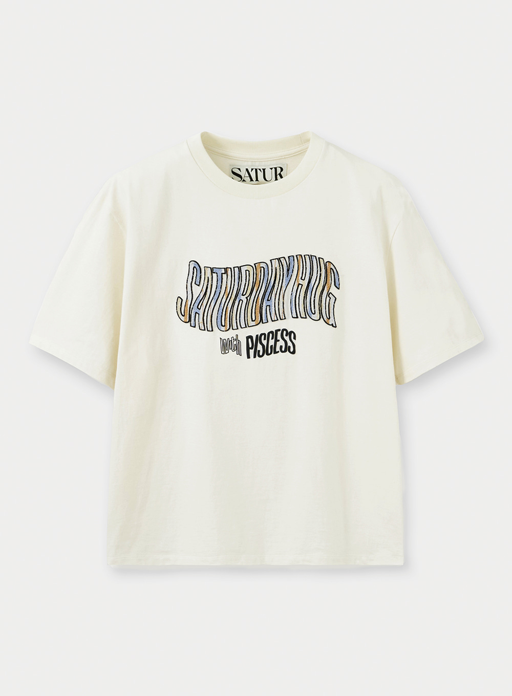 [Piscess X Satur Woman]Saturdayhug T-Shirts - Cream White