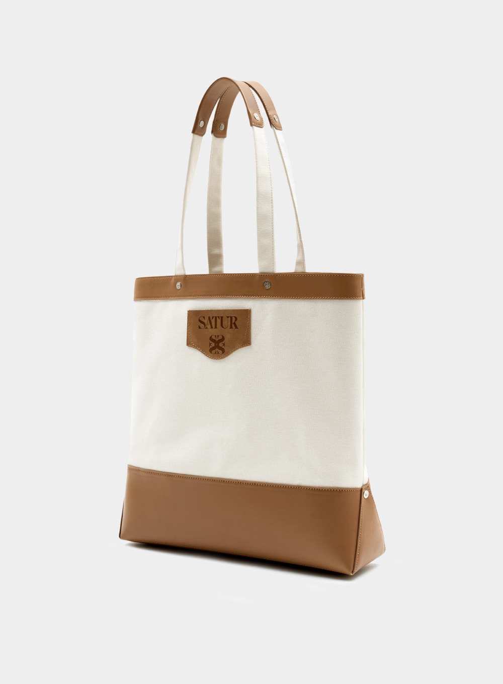 All Day Oxford Leather Tote Bag Saddle Ivory