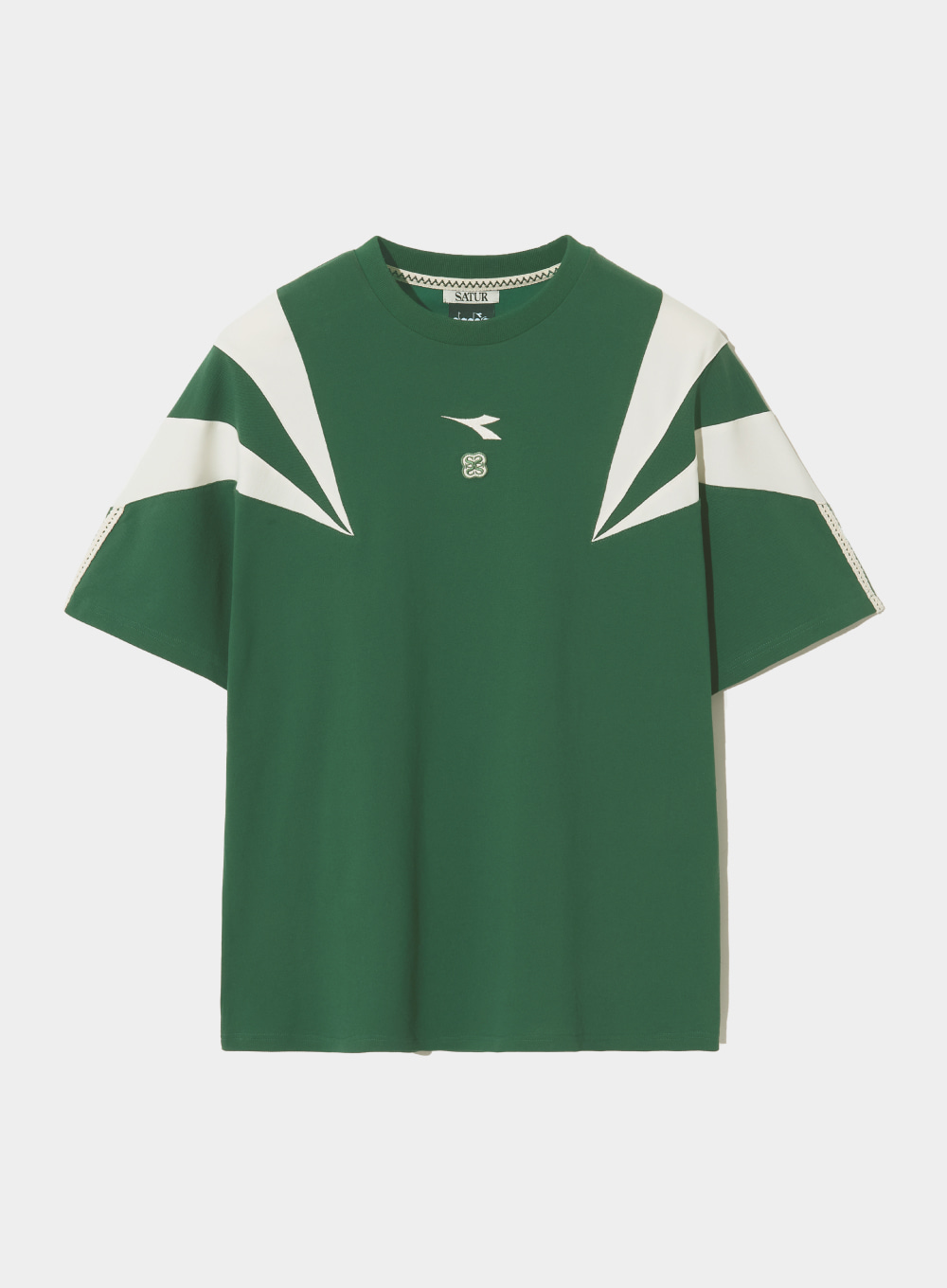 [Satur X Diadora] Pique T-Shirt - Green Ivory