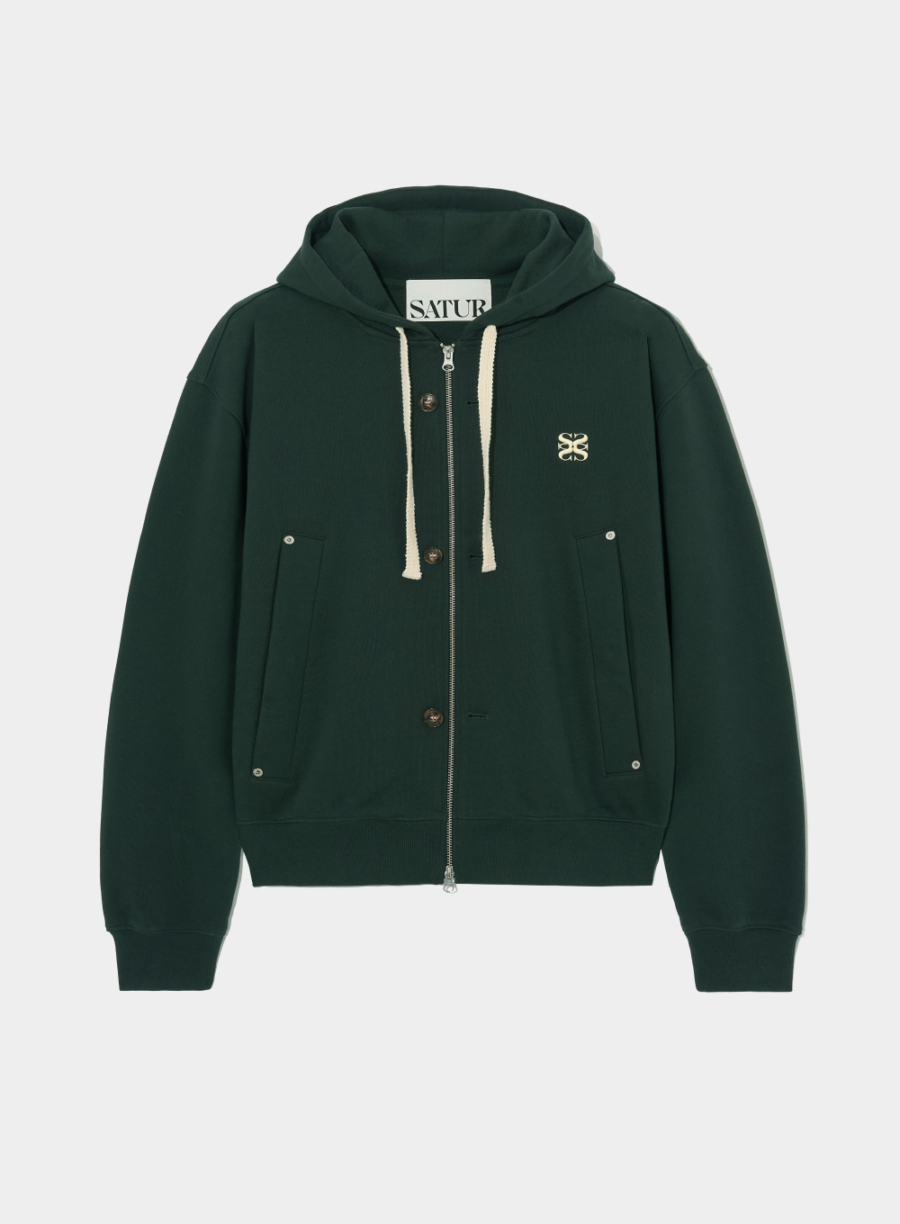 Teo Cotton All Day Hood Zip-Up - Classic Green