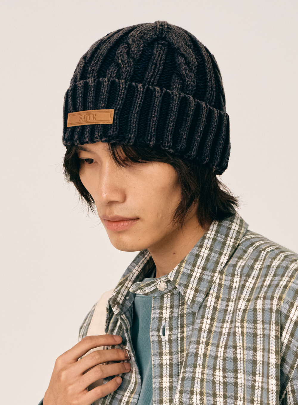 Logo Wappen Dyed Beanie - Washed Navy