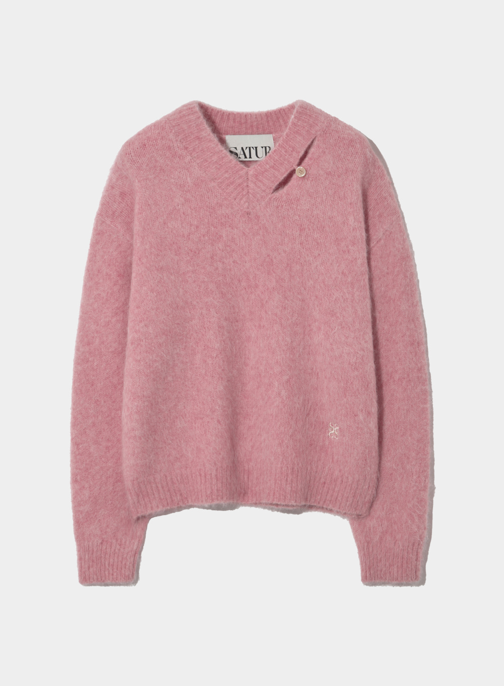 [10월 11일 예약배송] Essen Two Tone Mohair Pullover Knit - Mens Pink