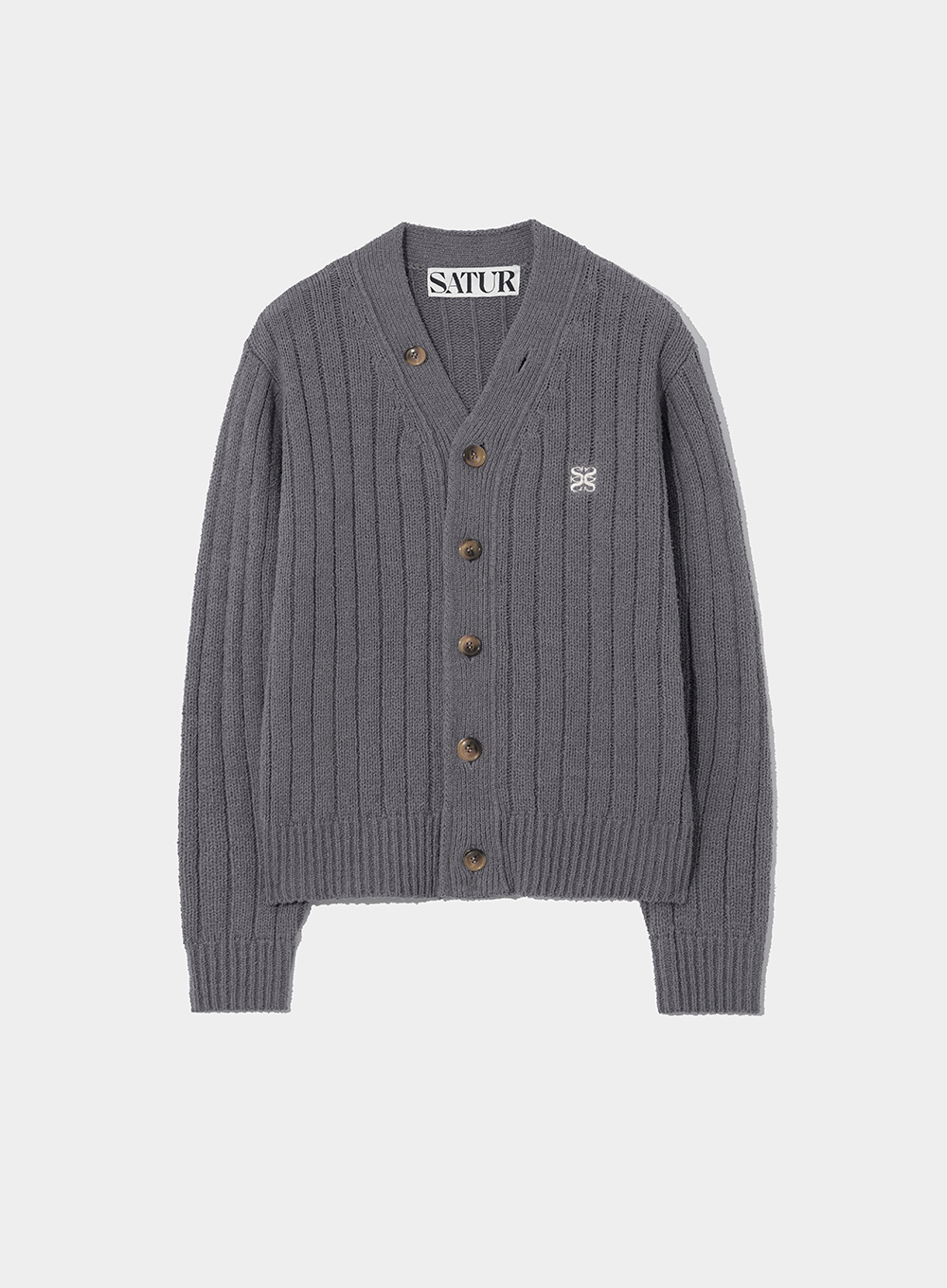 (W) Faro Over Size Boucle Cardigan - Charcoal Gray