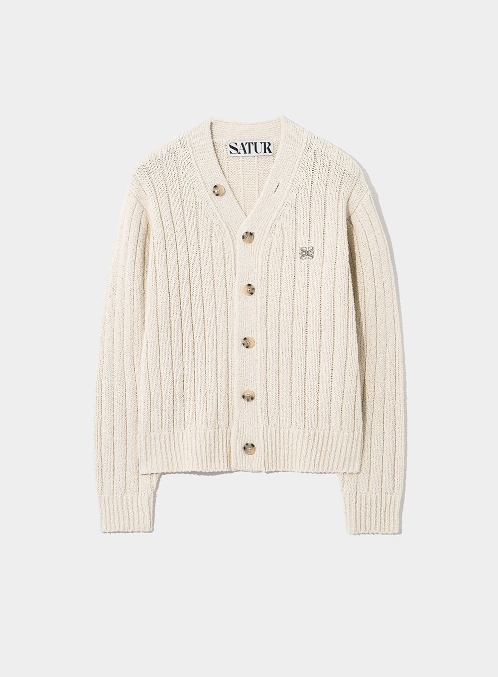 (W) Faro Over Size Boucle Cardigan - Lucent Ivory