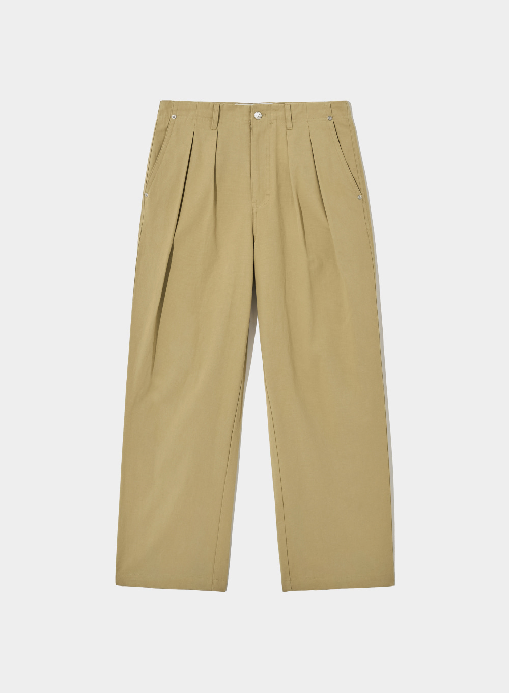 Two Tuck Wide Classic Chino Pants - Classic Beige