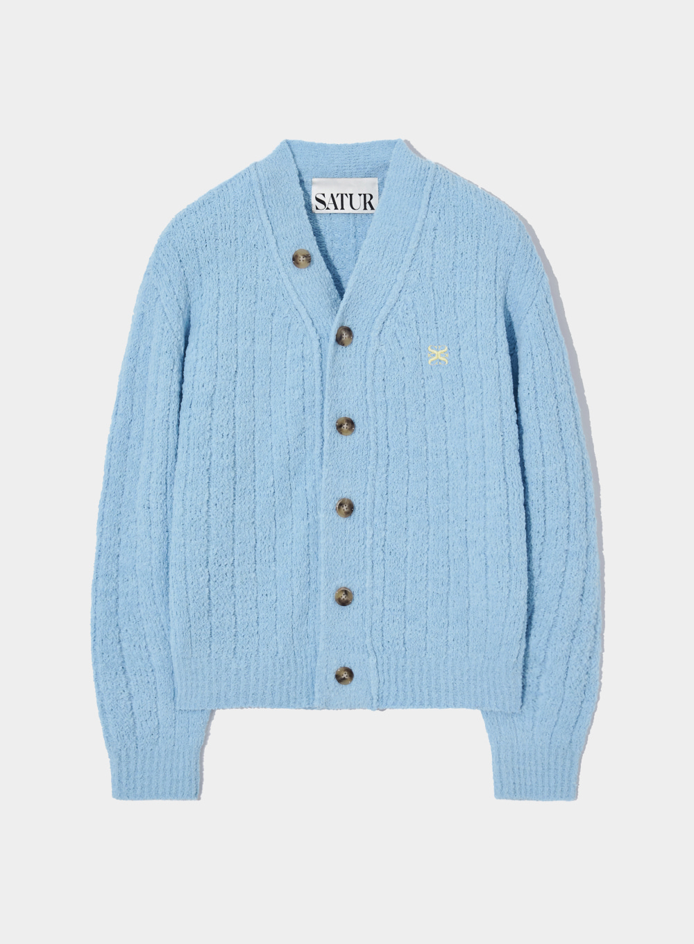 Faro Over Size Wool Blend Cardigan - Baby Blue