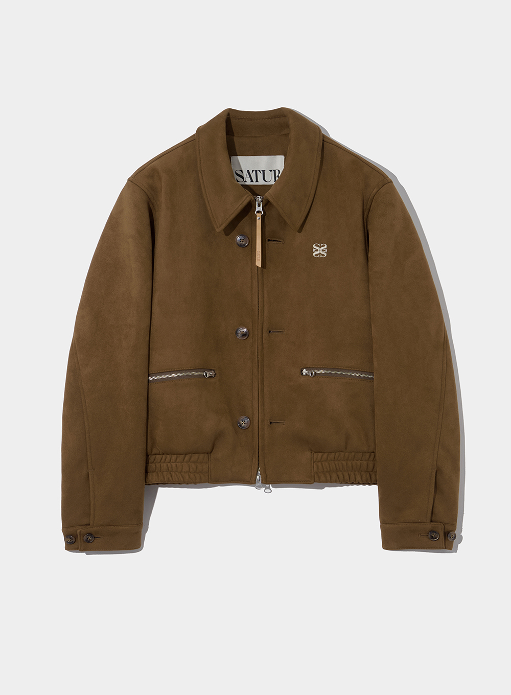 (W) Teo Faux Suede Short Jacket - Camel Brown
